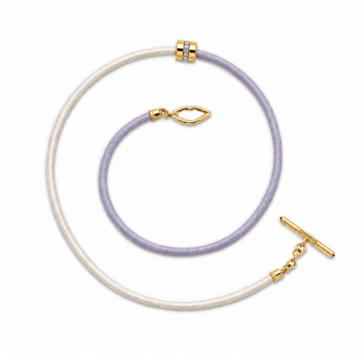 White + Violet Leather Cord