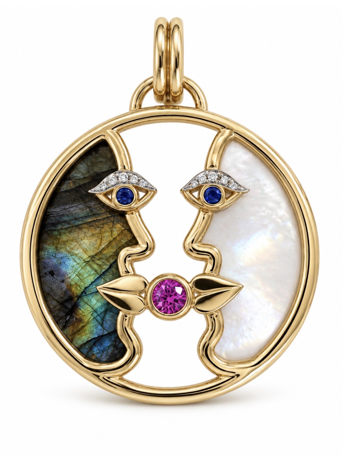Two-Faced Kissing Pendant with Labradorite