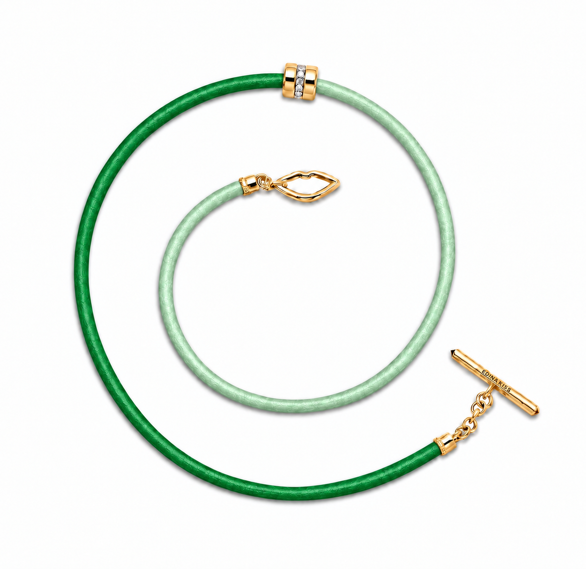 Green + Light Mint Blue Leather Cord