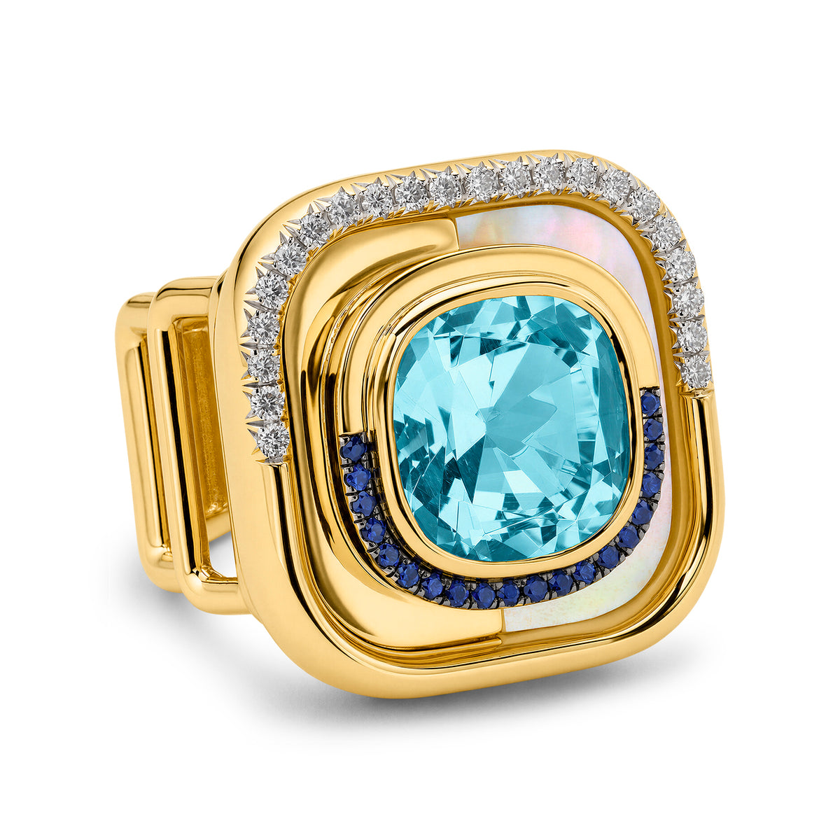 Small Art Deco Ring w/Aquamarine