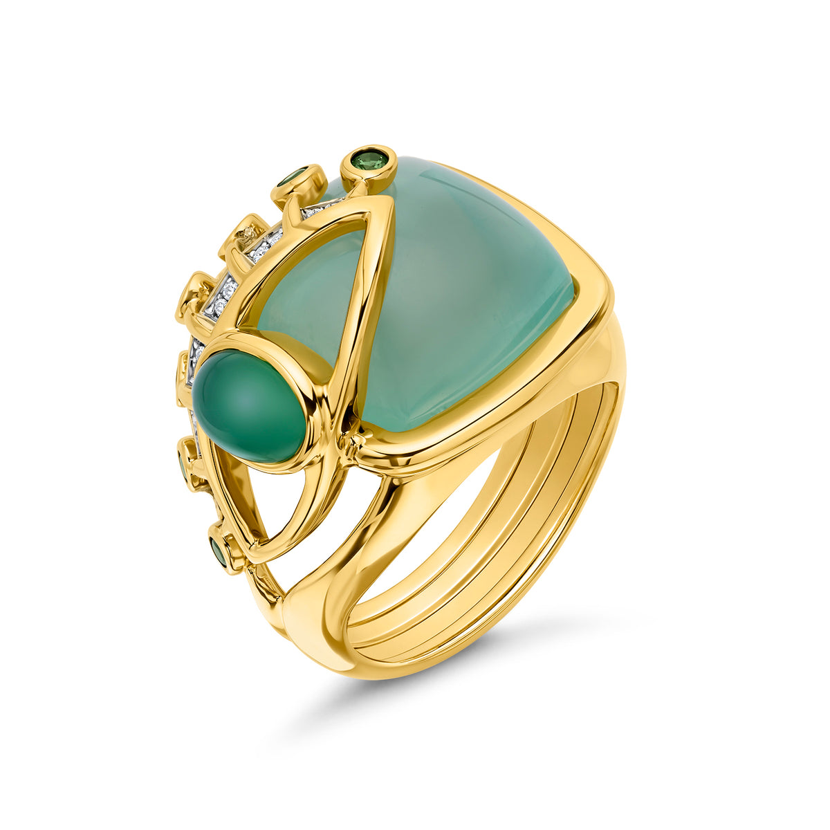 Green Chalcedony Mini Side Eye Ring
