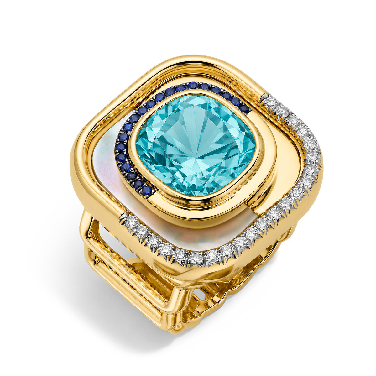 Small Art Deco Ring w/Aquamarine