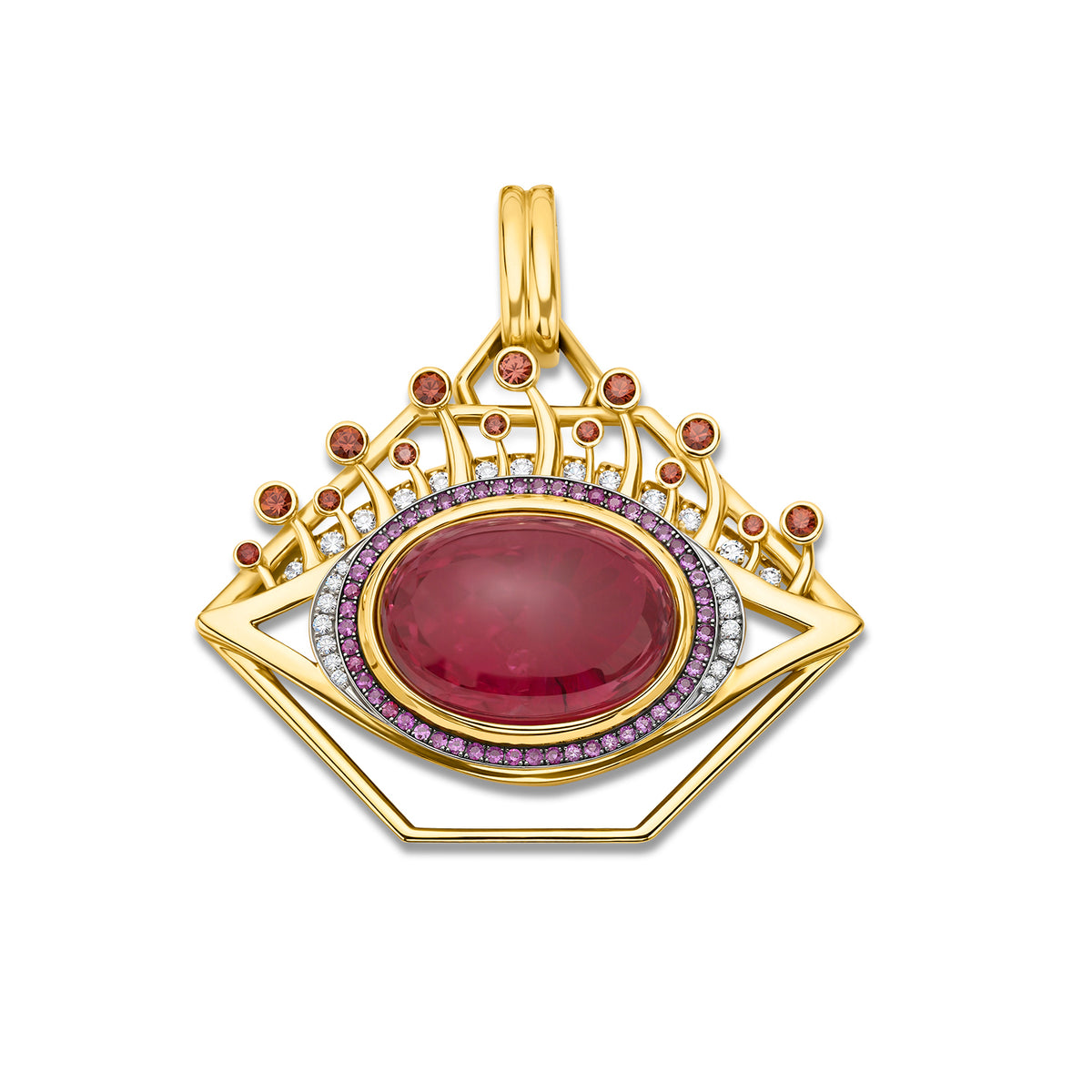 Large Pink Tourmaline Eye Pendant