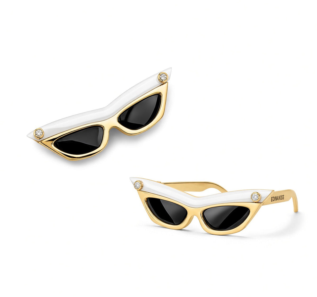 Lg Sunglasses Pendant with White Agate and Black Onyx
