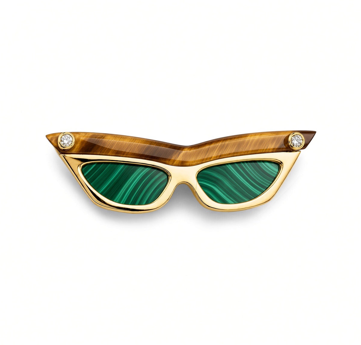 Lg Sunglasses Pendant with Malachite and Tiger Eye