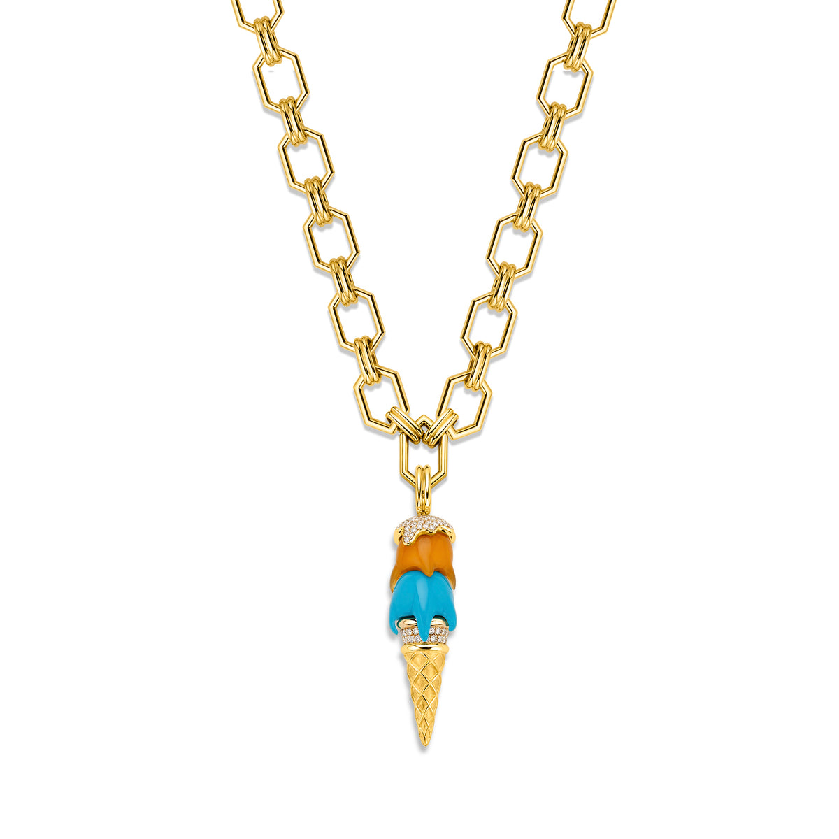 Chalcedony + Turquoise Cone Pendant