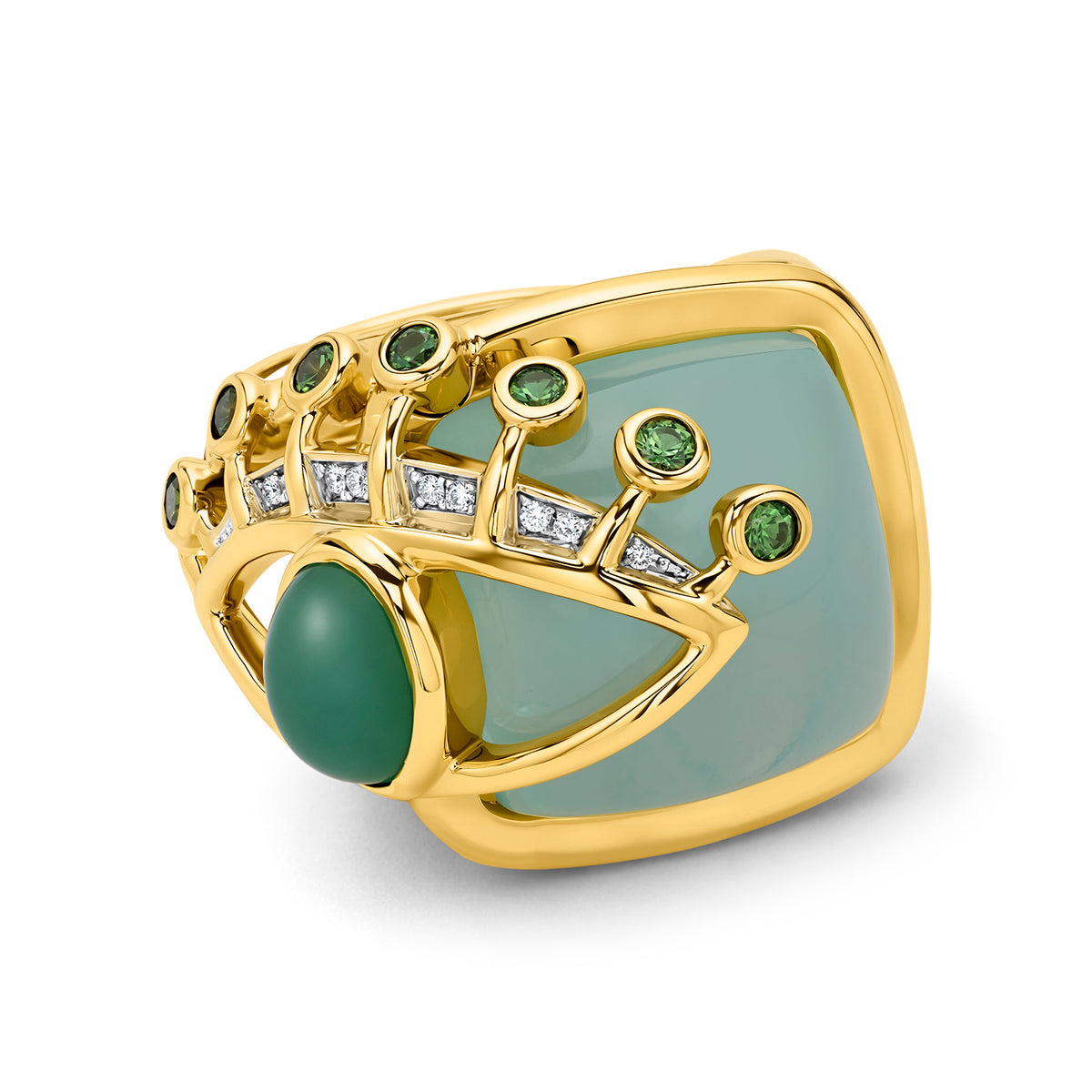 Green Chalcedony Mini Side Eye Ring