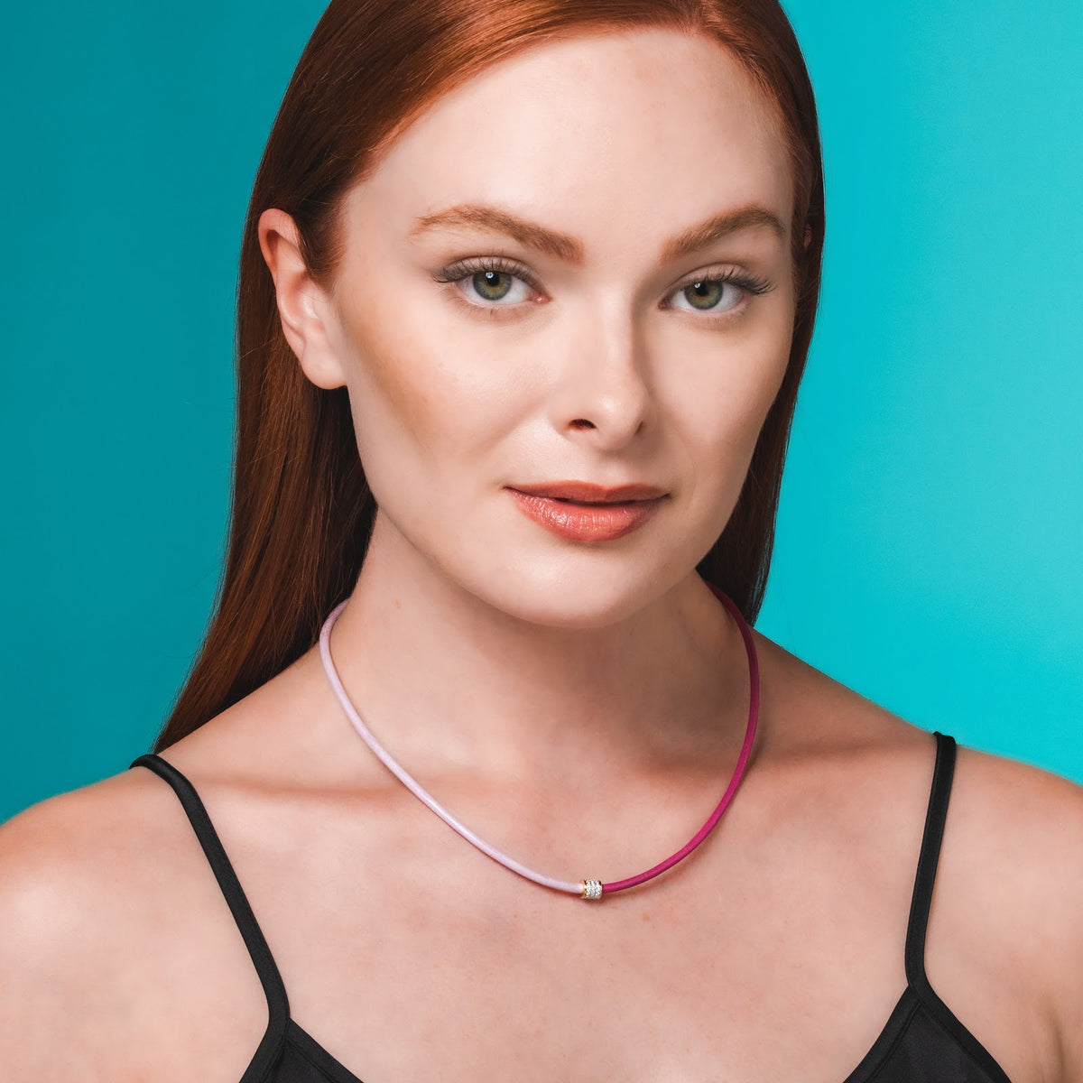 Pink Leather Cord on model