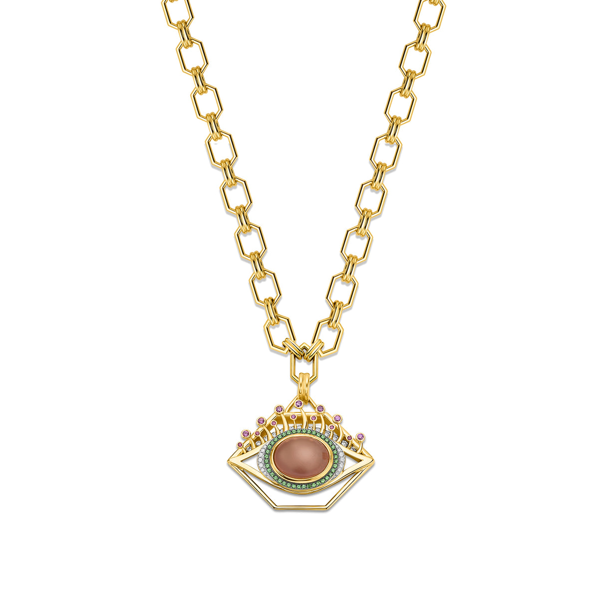 Small Orange Moonstone Eye Pendant