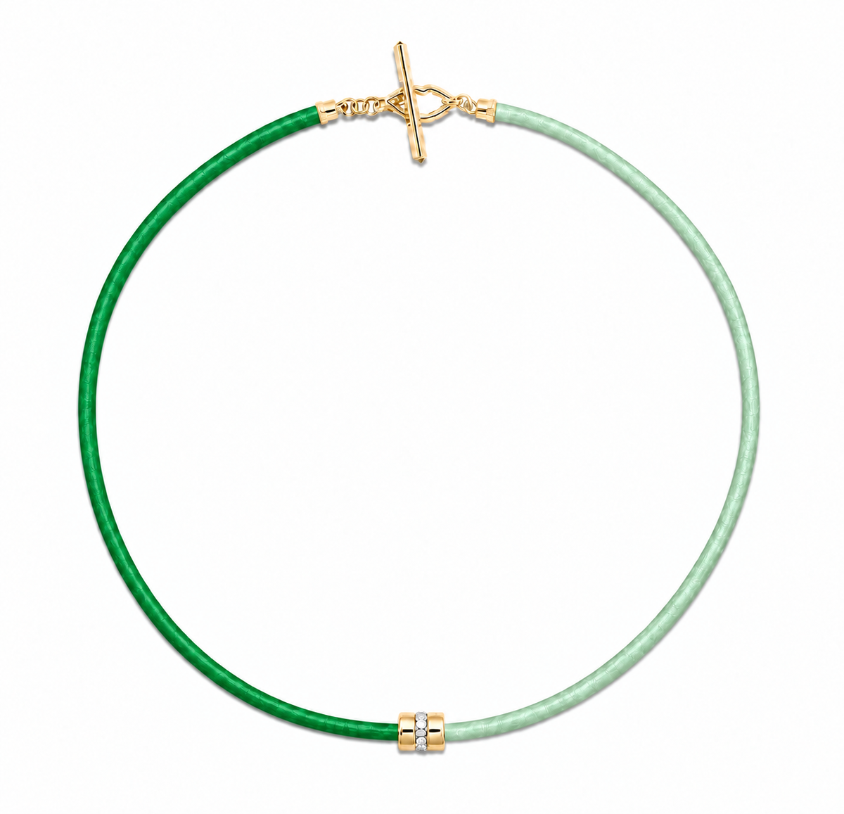 Green + Light Mint Blue Leather Cord