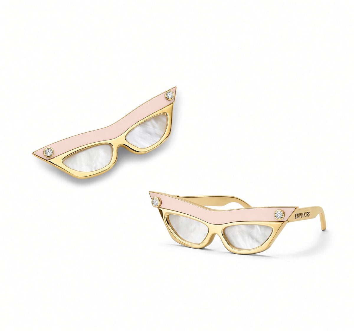 Lg Sunglasses Pendant with Pink Opal