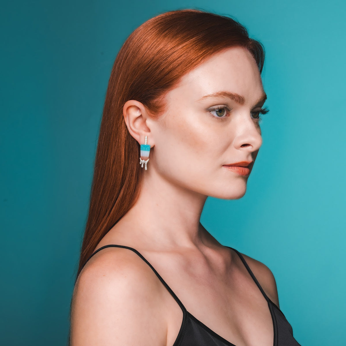 Drip Popsicle Earrings on model