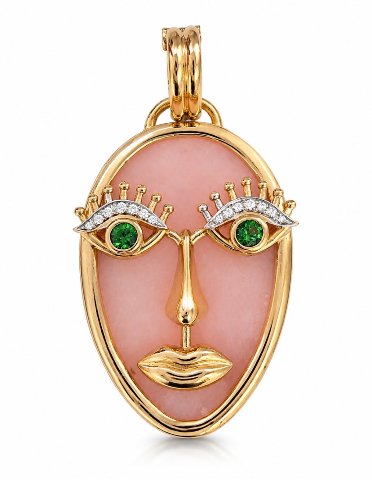 Single Faced Pendant with Pink Opal