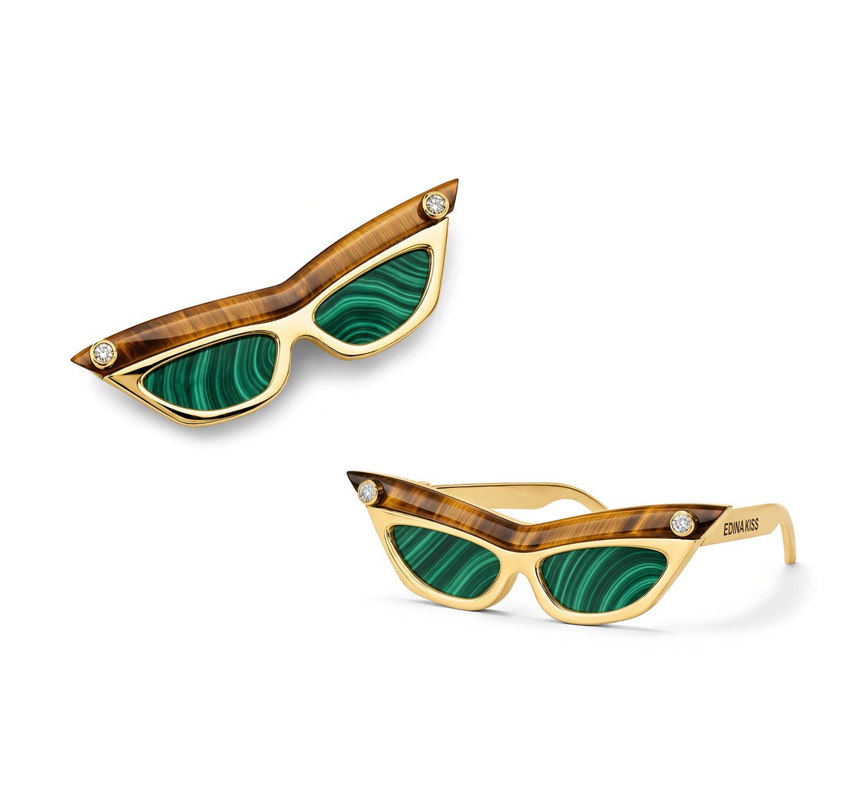 Lg Sunglasses Pendant with Malachite and Tiger Eye
