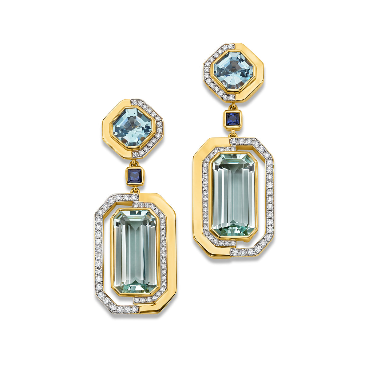 Aqua and Sapphire Earrings