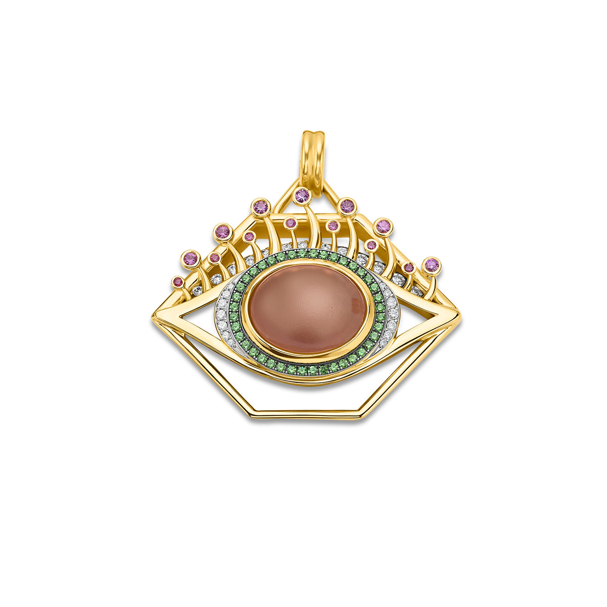 Small Orange Moonstone Eye Pendant