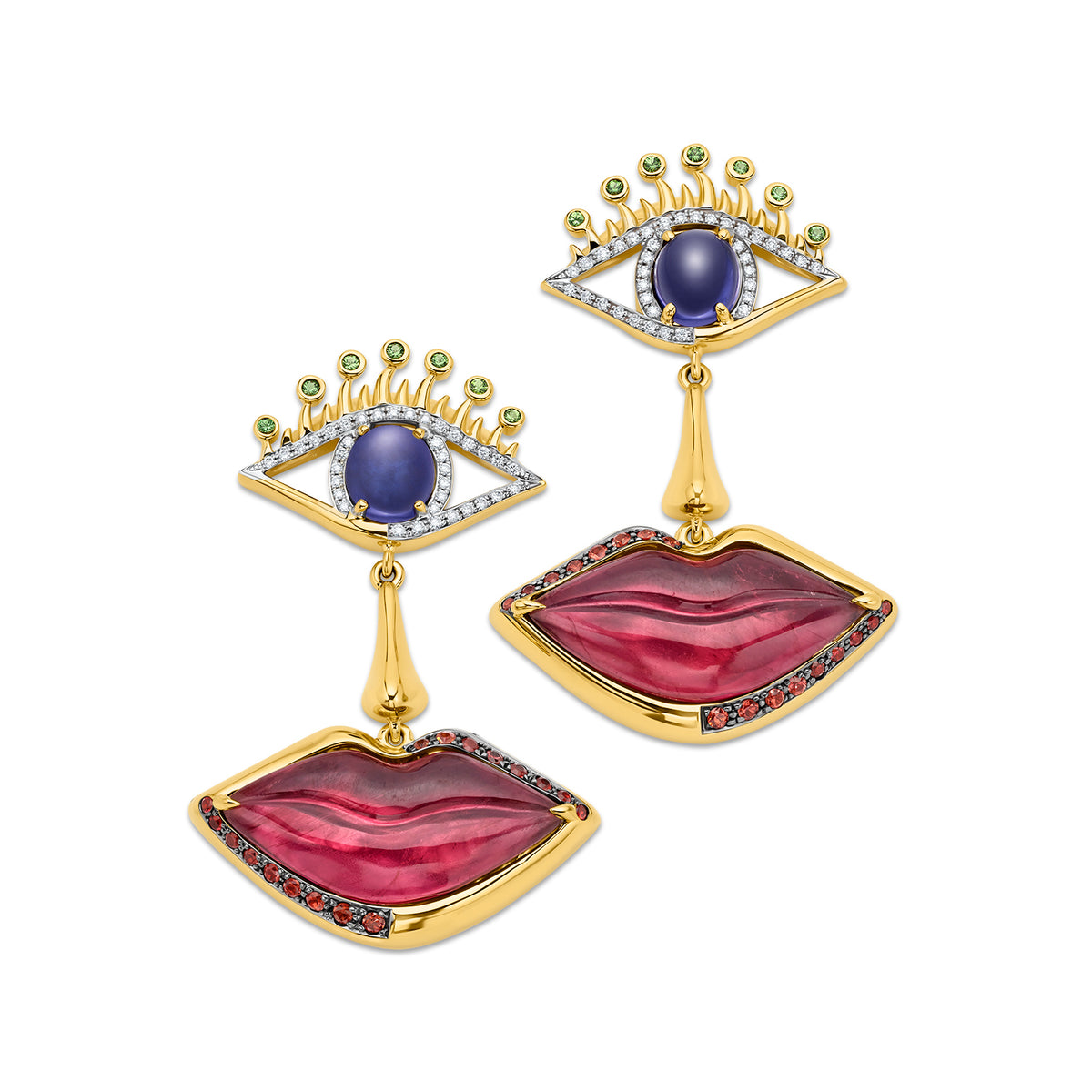 Eye, Nose, Lips Drop Earrings