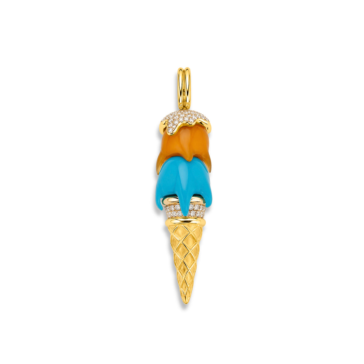 Chalcedony + Turquoise Cone Pendant